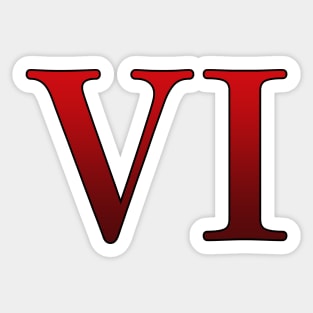 Red Roman Numeral 6 VI Sticker